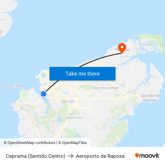 Ceprama (Sentido Centro) to Aeroporto de Raposa map