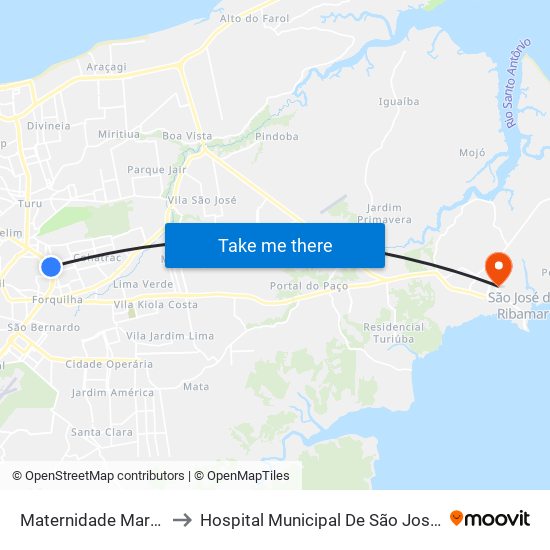 Maternidade Marly Sarney to Hospital Municipal De São José De Ribamar map