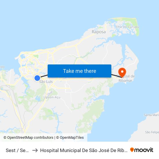 Sest / Senat to Hospital Municipal De São José De Ribamar map