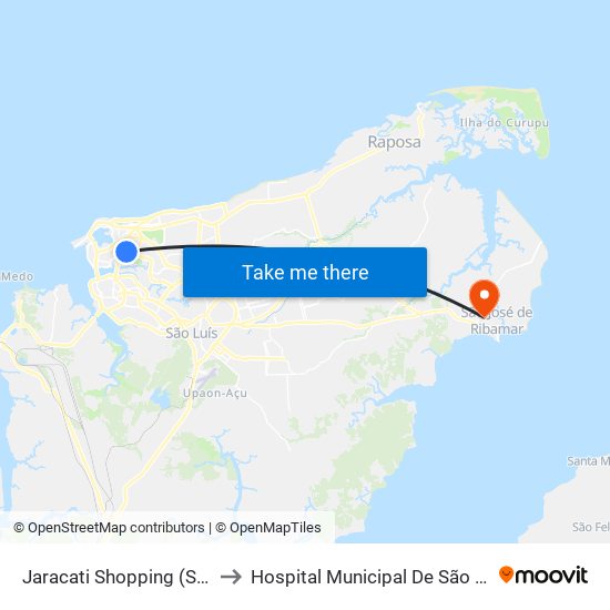 Jaracati Shopping (Sentido Bairro) to Hospital Municipal De São José De Ribamar map