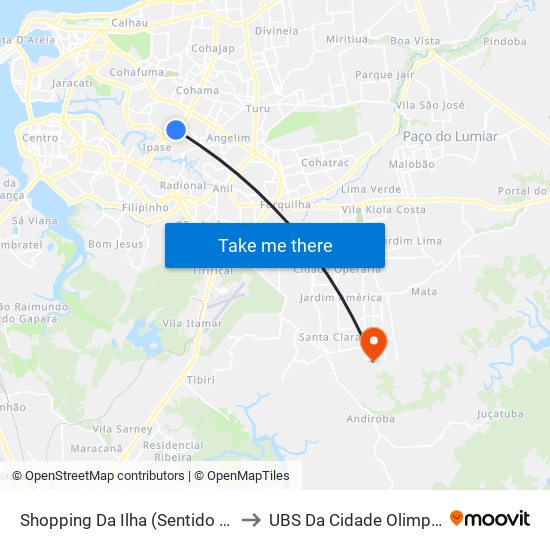 Shopping Da Ilha (Sentido Bairro) to UBS Da Cidade Olimpica III map
