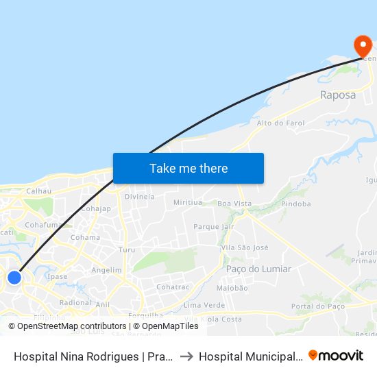 Hospital Nina Rodrigues | Praça Da Conceição to Hospital Municipal da Raposa map