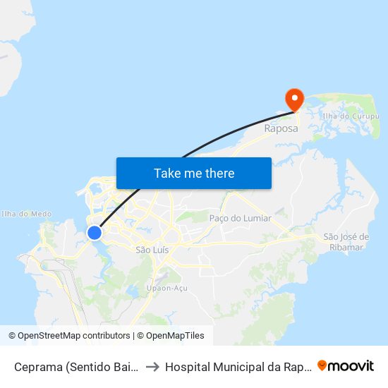 Ceprama (Sentido Bairro) to Hospital Municipal da Raposa map