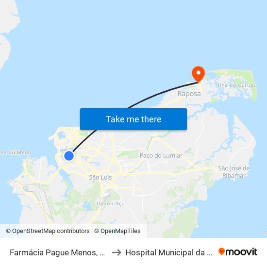 Farmácia Pague Menos, Camboa to Hospital Municipal da Raposa map