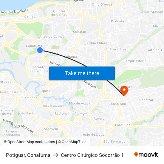 Potiguar, Cohafuma to Centro Cirúrgico Socorrão 1 map