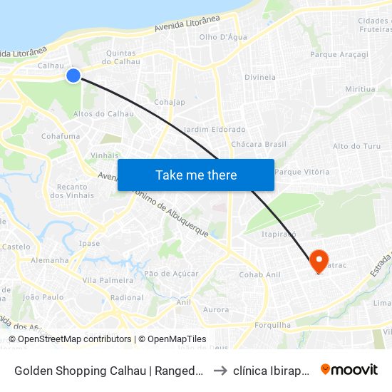 Golden Shopping Calhau | Rangedor Mall to clínica Ibirapuera map