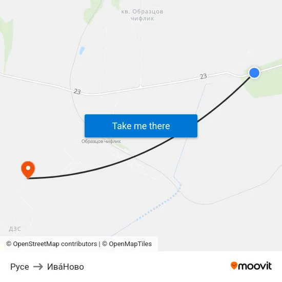 Русе to Ива́Ново map