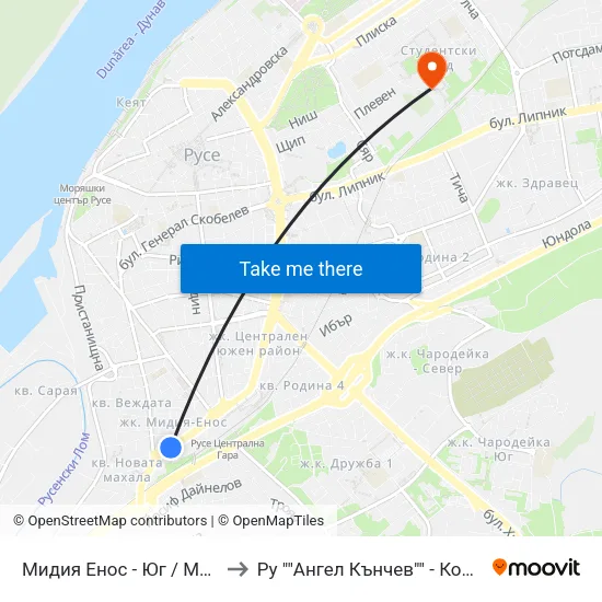 Мидия Енос - Юг / Media Enos - South to Ру ""Ангел Кънчев"" - Корпус 20: Транспорт map