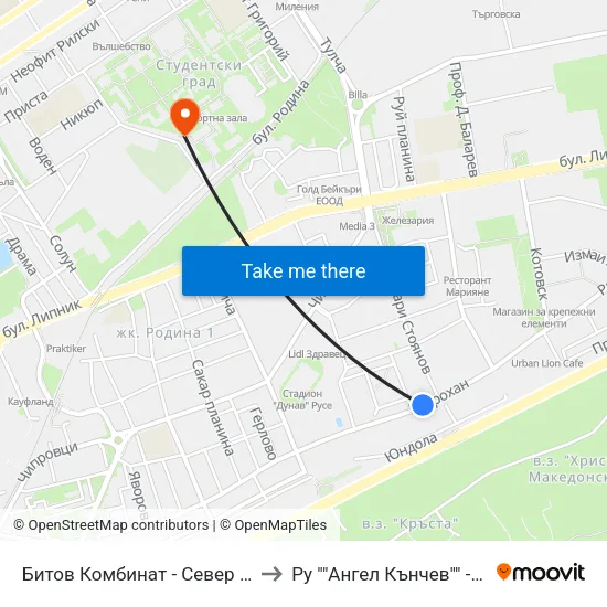 Битов Комбинат - Север / Home Appliances - North to Ру ""Ангел Кънчев"" - Корпус 20: Транспорт map
