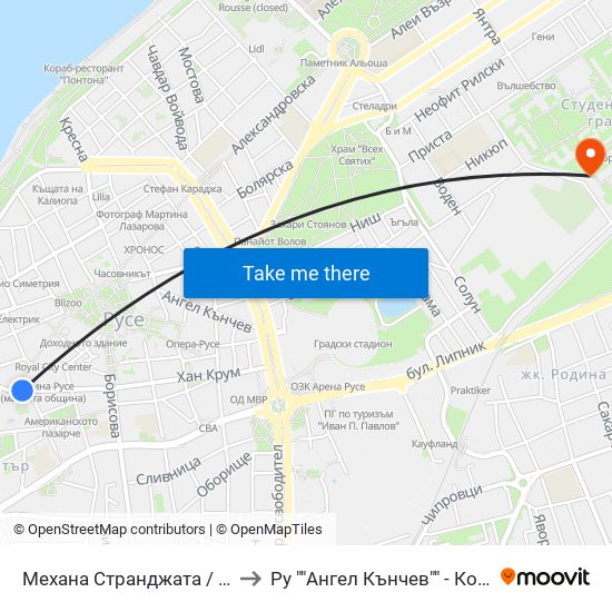 Механа Странджата to Ру ""Ангел Кънчев"" - Корпус 20: Транспорт map