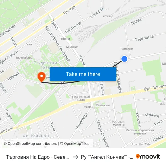 Търговия На Едро - Север / Wholesale Market - North to Ру ""Ангел Кънчев"" - Корпус 20: Транспорт map