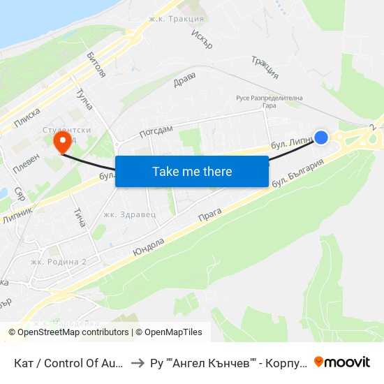 Кат / Control Of Auto Transport to Ру ""Ангел Кънчев"" - Корпус 20: Транспорт map