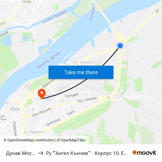 Дунав Мост to Ру ""Ангел Кънчев"" - Корпус 10: Електротехника, Електроника И Автоматика 1 map