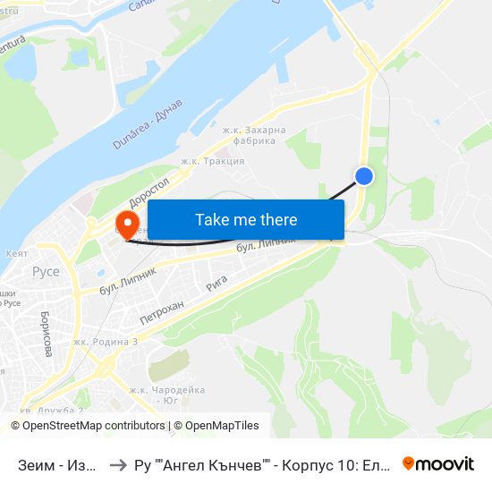 Зеим - Изток to Ру ""Ангел Кънчев"" - Корпус 10: Електротехника, Електроника И Автоматика 1 map