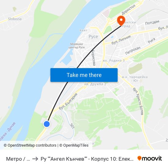 Метро to Ру ""Ангел Кънчев"" - Корпус 10: Електротехника, Електроника И Автоматика 1 map
