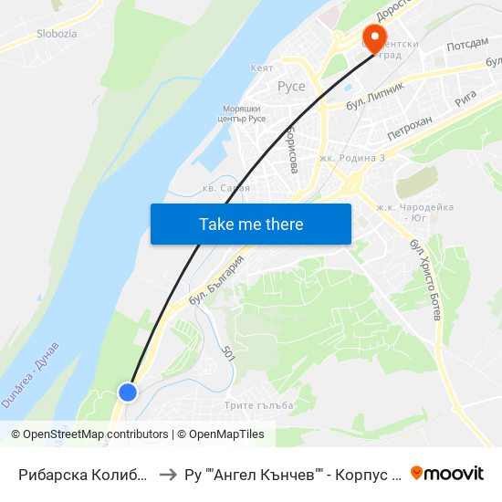 Рибарска Колиба - Изток to Ру ""Ангел Кънчев"" - Корпус 10: Електротехника, Електроника И Автоматика 1 map