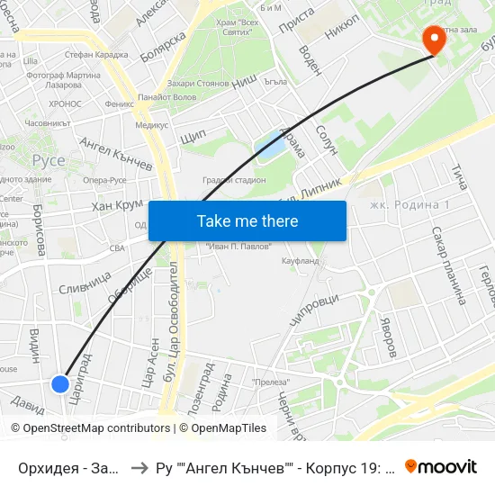 Орхидея - Запад / Orhideya - West to Ру ""Ангел Кънчев"" - Корпус 19: Екология И Опазване На Околната Среда 1 map