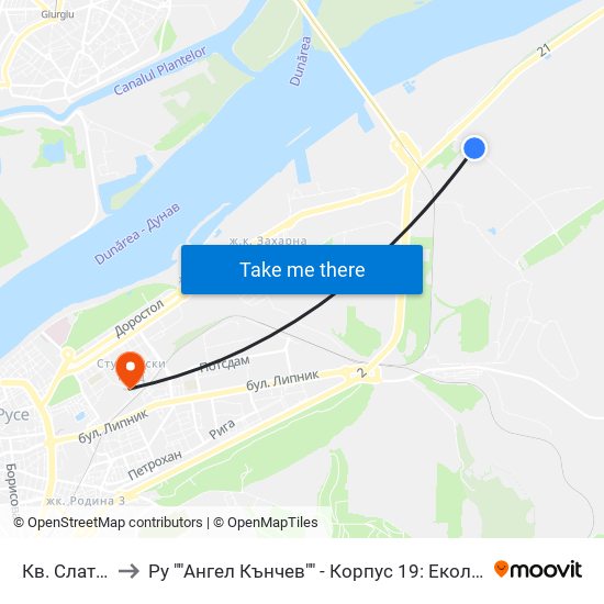 Кв. Слатина - Запад to Ру ""Ангел Кънчев"" - Корпус 19: Екология И Опазване На Околната Среда 1 map