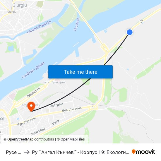 Русе - Изход to Ру ""Ангел Кънчев"" - Корпус 19: Екология И Опазване На Околната Среда 1 map