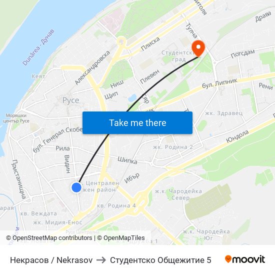 Некрасов to Студентско Общежитие 5 map