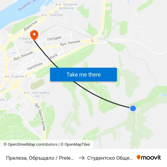Прелеза, Обръщало / Preleza Terminus to Студентско Общежитие 5 map