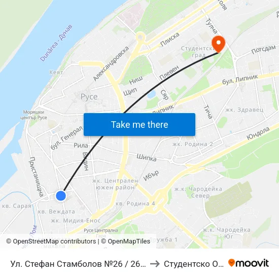 Ул. Стефан Стамболов №26 / 26 Stephan Stambolov Street to Студентско Общежитие 5 map