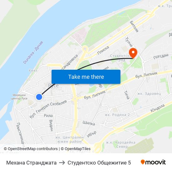 Механа Странджата to Студентско Общежитие 5 map