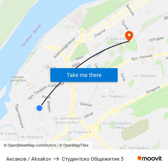 Аксаков to Студентско Общежитие 5 map
