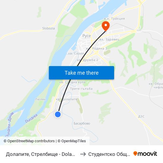 Кв. Долапите, Стрелбище to Студентско Общежитие 5 map