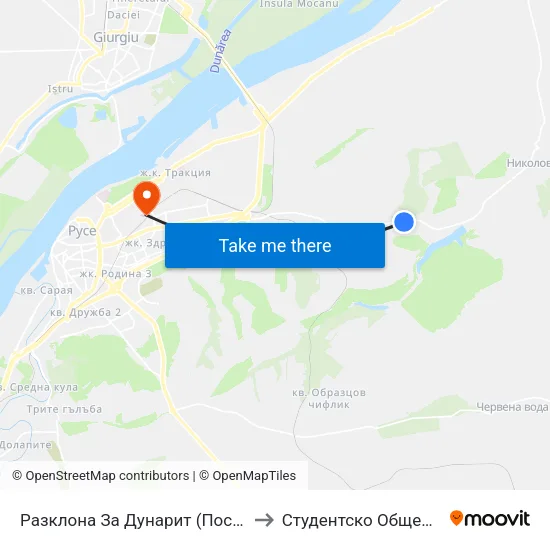 Разклона За Дунарит (Посока Русе) to Студентско Общежитие 5 map