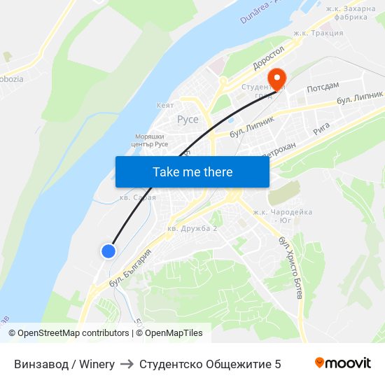 Винзавод to Студентско Общежитие 5 map