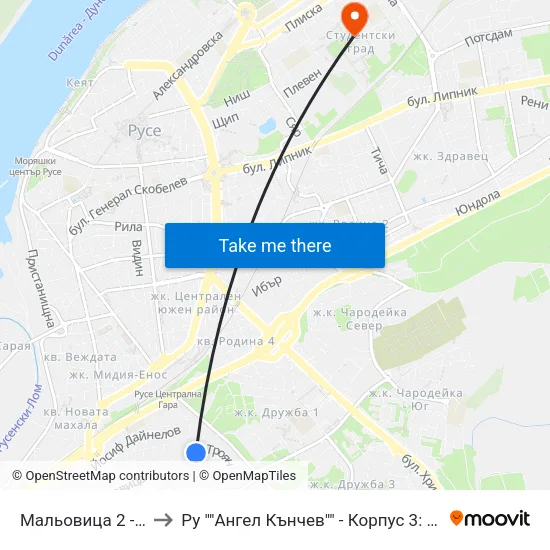 Мальовица 2 - Юг / Malyovitsa 2 - South to Ру ""Ангел Кънчев"" - Корпус 3: Материалознание И Технология На Материалите map