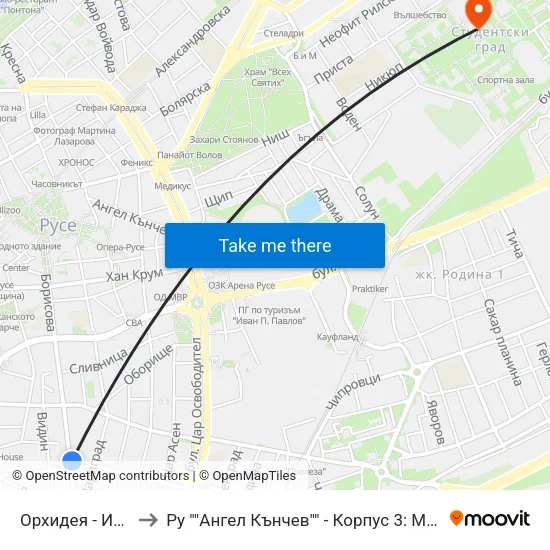 Орхидея - Изток / Orhideya - East to Ру ""Ангел Кънчев"" - Корпус 3: Материалознание И Технология На Материалите map