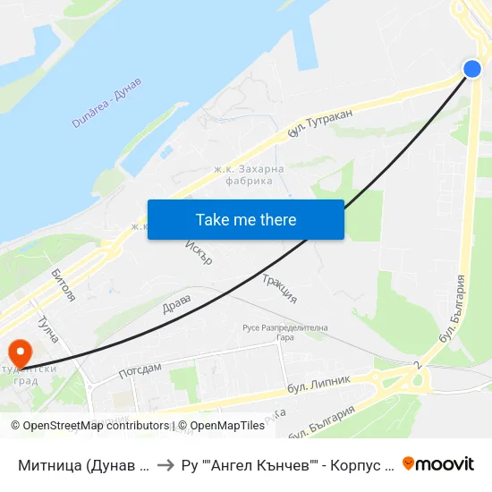 Митница (Дунав Мост) / Customs (Danube Bridge) to Ру ""Ангел Кънчев"" - Корпус 3: Материалознание И Технология На Материалите map