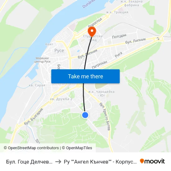 Бул. Гоце Делчев №54 / 54 Gotse Delchev Boulevard to Ру ""Ангел Кънчев"" - Корпус 3: Материалознание И Технология На Материалите map