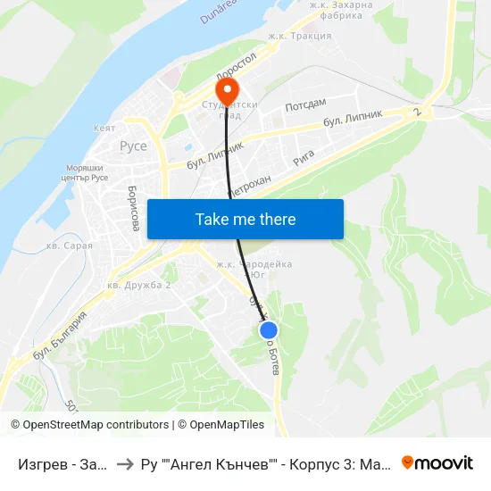 Изгрев - Запад / Izgrev - West to Ру ""Ангел Кънчев"" - Корпус 3: Материалознание И Технология На Материалите map