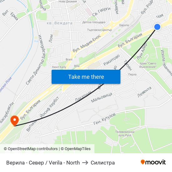 Верила - Север to Силистра map