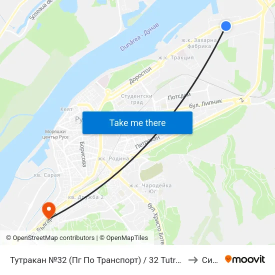 Тутракан №32 (Пг По Транспорт) / 32 Tutrakan Boulevard (Vocational School Of Transport) to Силистра map