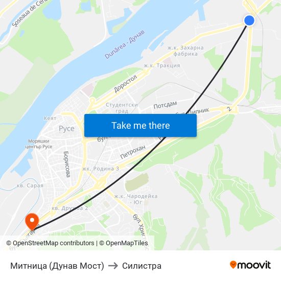 Митница (Дунав Мост) to Силистра map