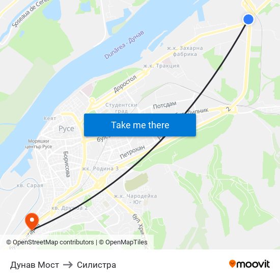 Дунав Мост to Силистра map
