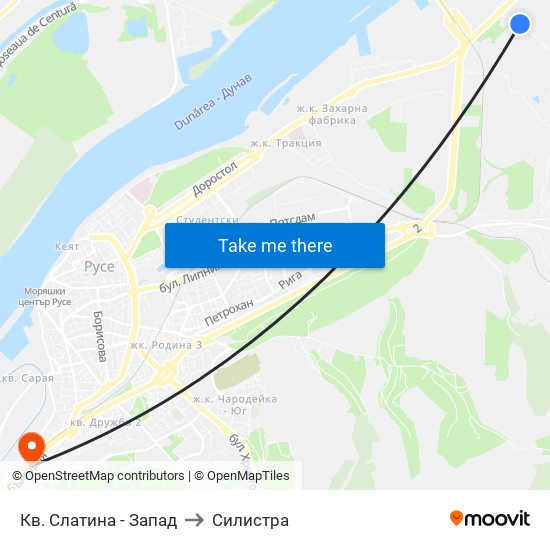 Кв. Слатина - Запад to Силистра map