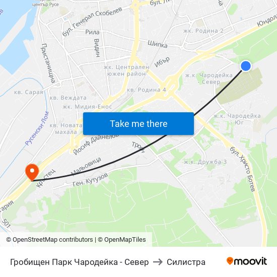 Гробищен Парк Чародейка - Север / Charodeyka Cemetery - North to Силистра map