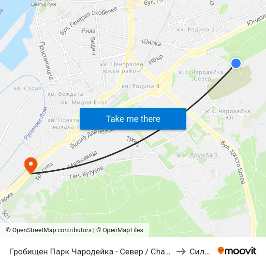 Гробищен Парк Чародейка - Север / Charodeyka Cemetery - North to Силистра map