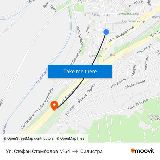Ул. Стефан Стамболов №64 / 64 Stephan Stambolov Street to Силистра map