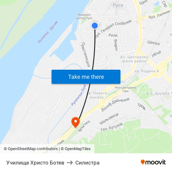 Училище Христо Ботев / Hristo Botev High School to Силистра map