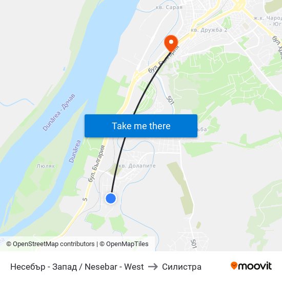 Несебър - Запад / Nesebar - West to Силистра map