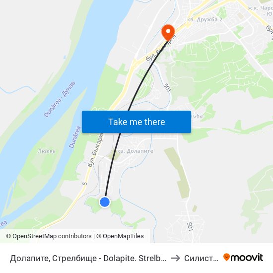 Кв. Долапите, Стрелбище to Силистра map