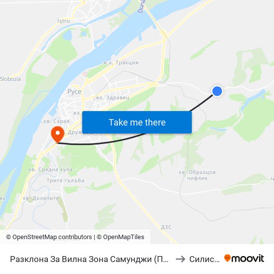Разклона За Вилна Зона Самунджи (Посока Русе) to Силистра map