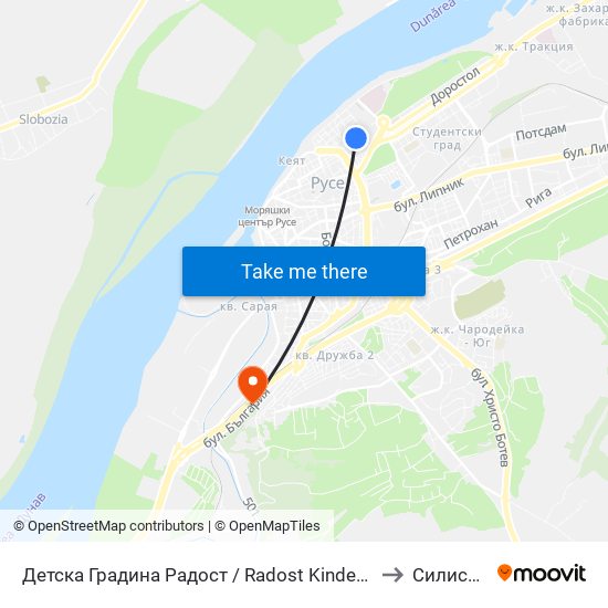 Детска Градина Радост to Силистра map