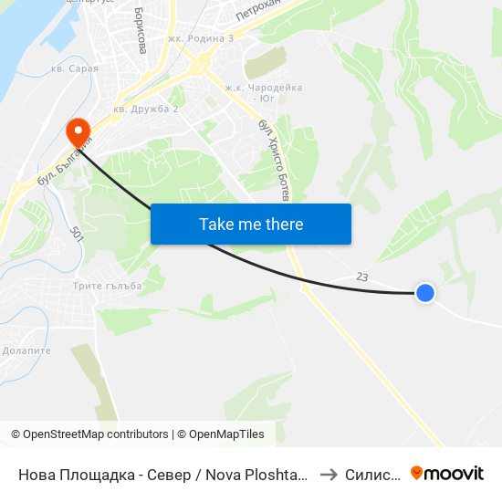Нова Площадка - Север to Силистра map